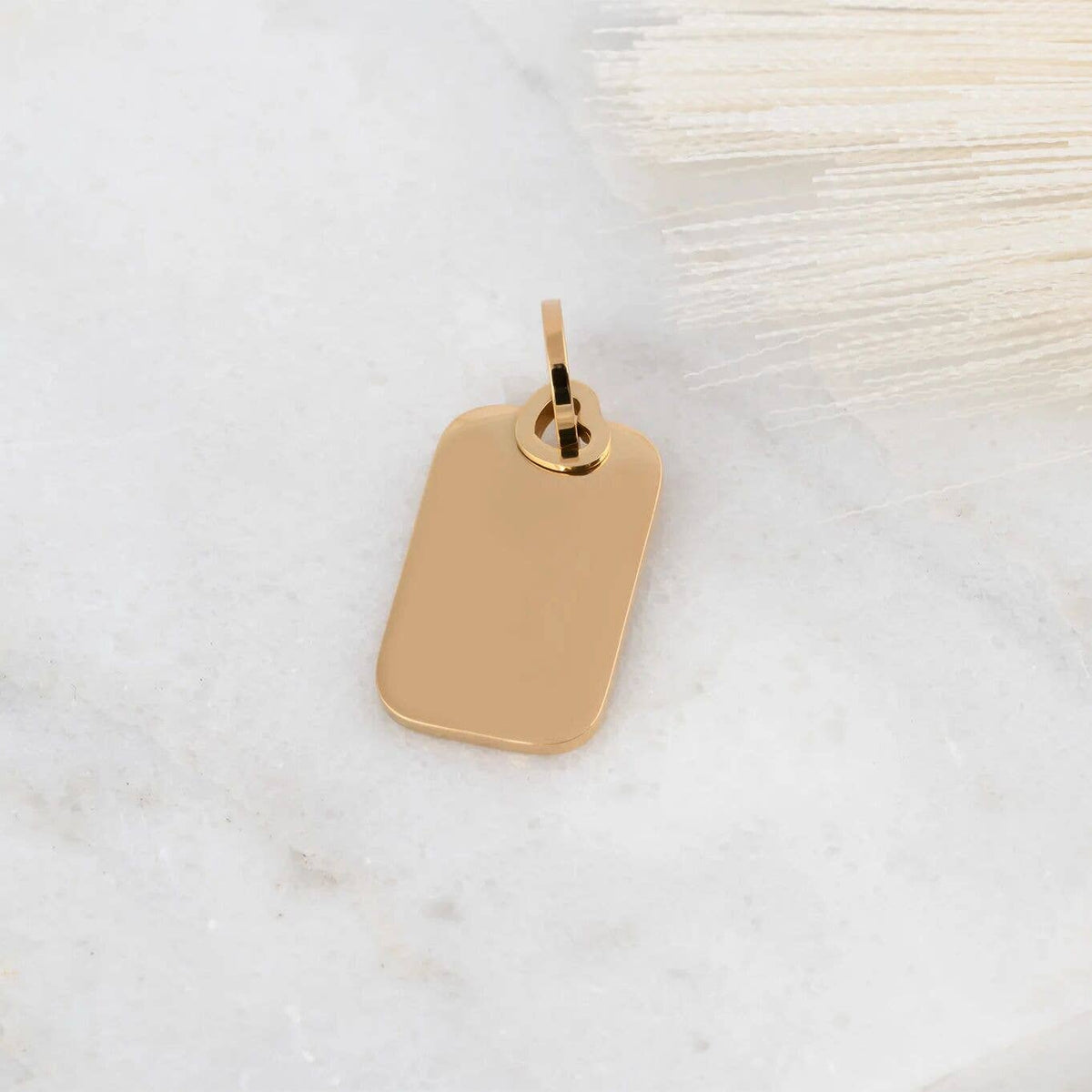18K Gold PVD Stainless Steel Mini Tag Charm: Gold