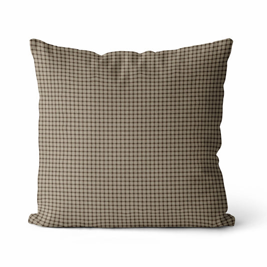 Elliott Pillow Cover | Plaid Tartan Neutral Beige Cushion: 20” x 20” / Printed Back