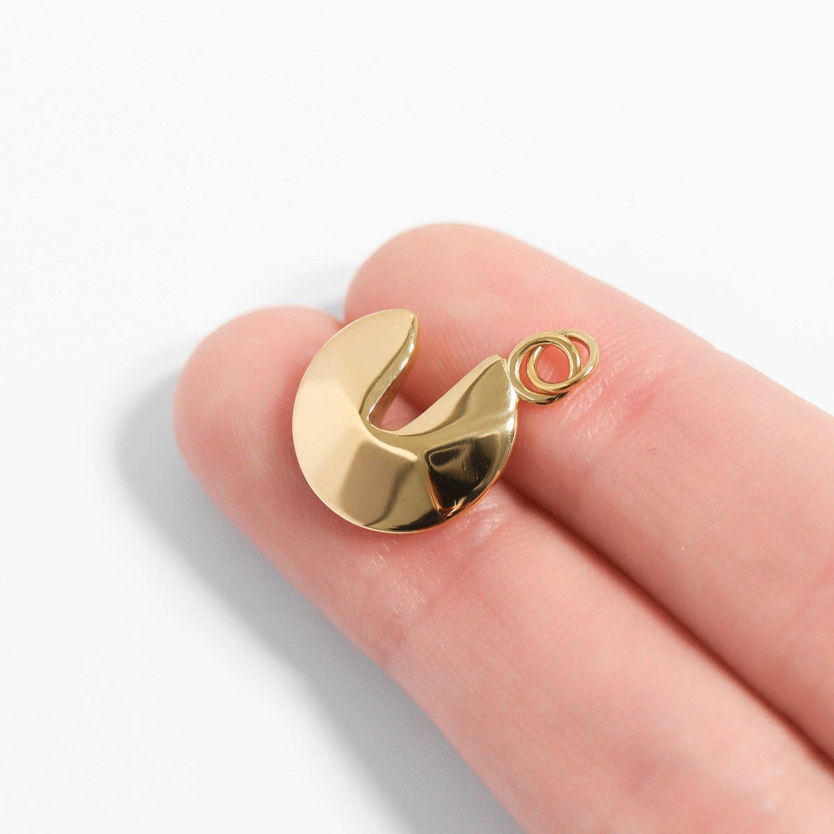 18K Gold PVD Stainless Steel Fortune Cookie Charm: Gold