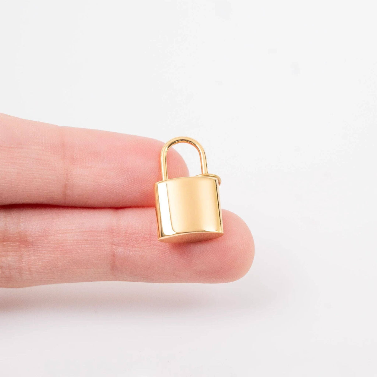 18K Gold PVD Stainless Steel Lock Charm: Gold