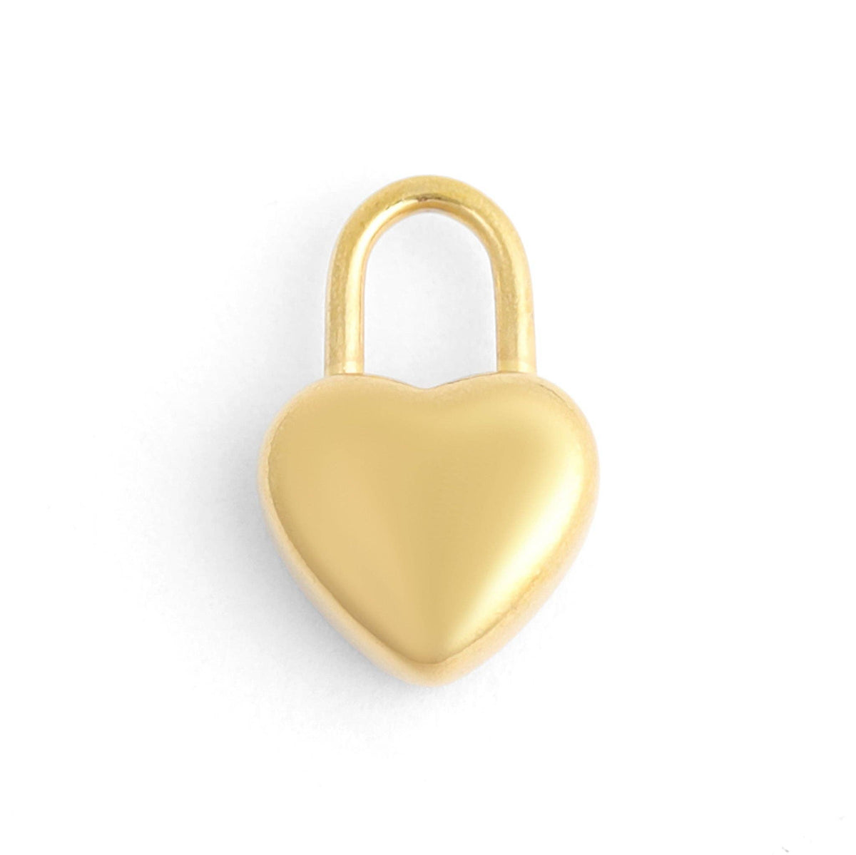 18K Gold PVD Stainless Steel Heart Padlock Charm: Gold