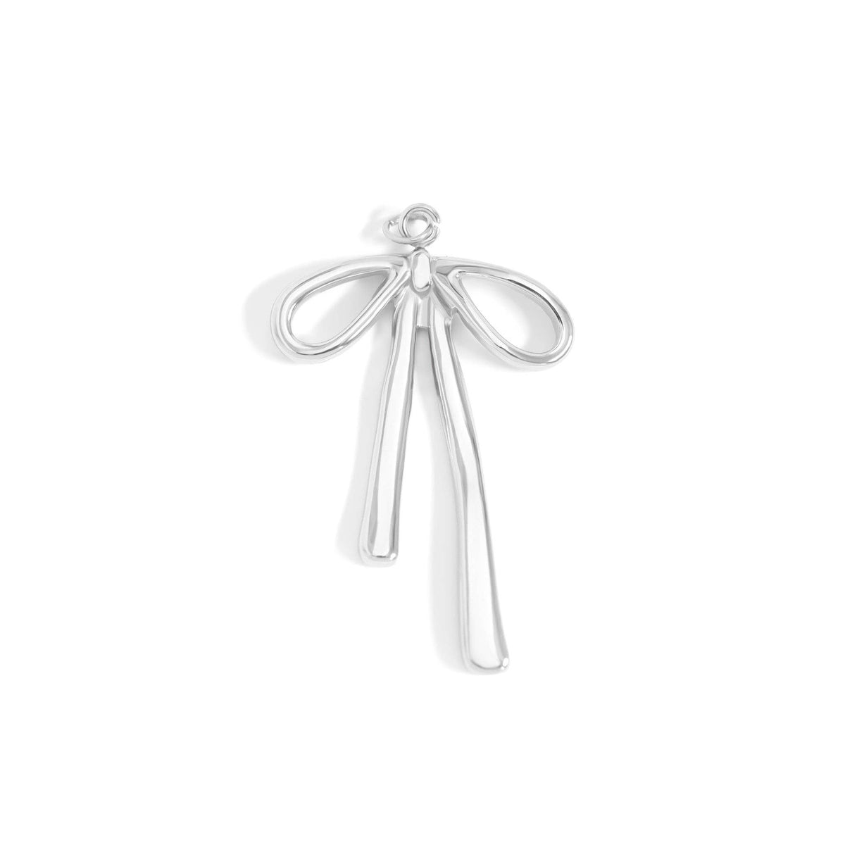 18K Gold PVD Stainless Steel Long Bow Charm: Gold