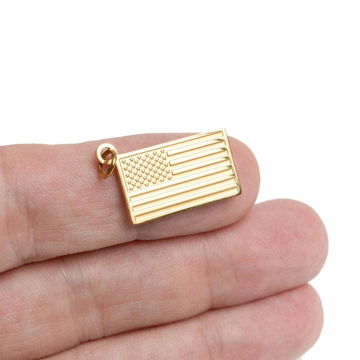 18K Gold PVD Stainless Steel Flag Charm: Gold