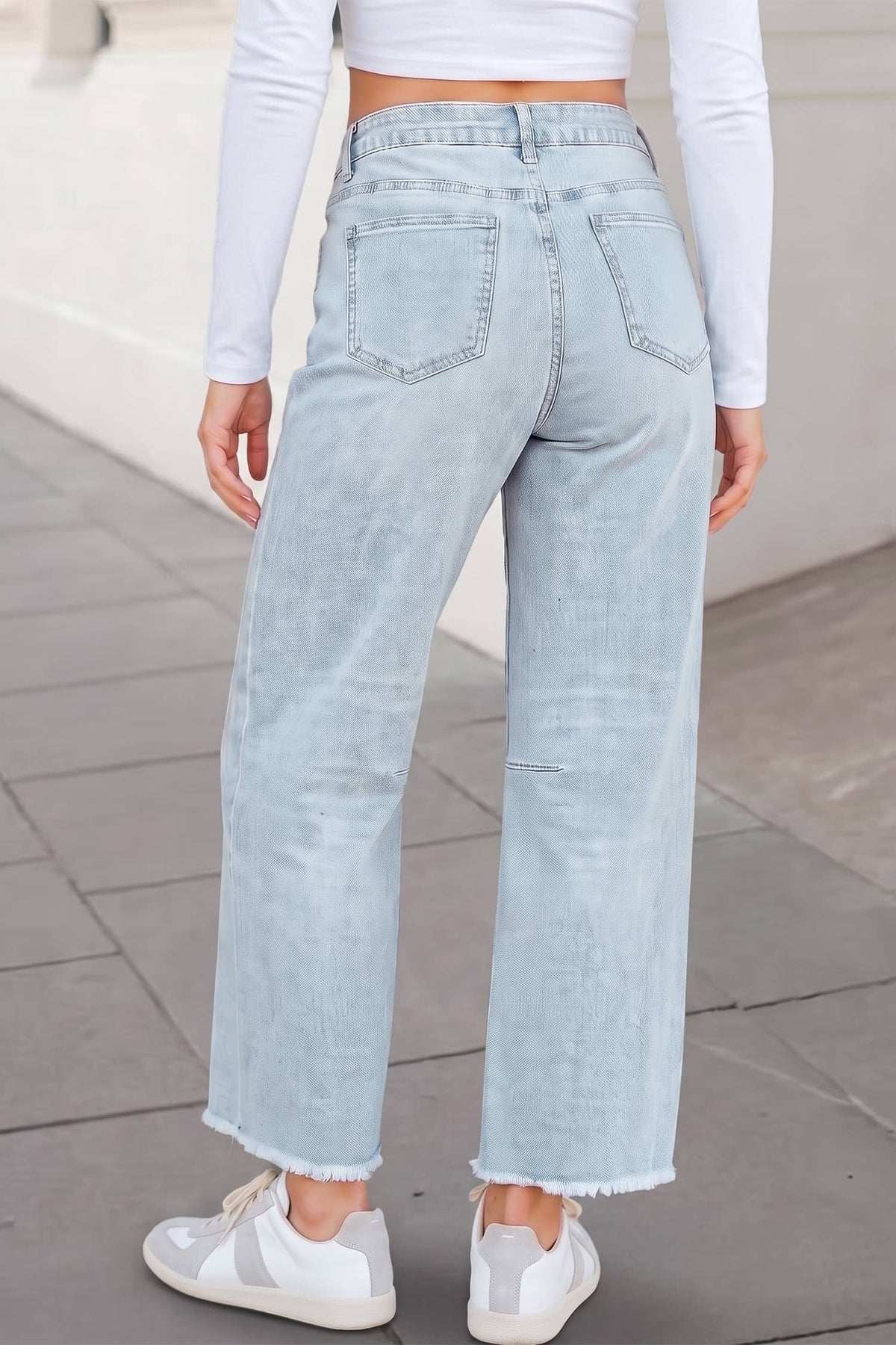 Casual Washed Frayed Cropped Jeans | 4-16: Black / 4