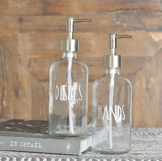 Clear Glass Soap Dispensers Set of 2