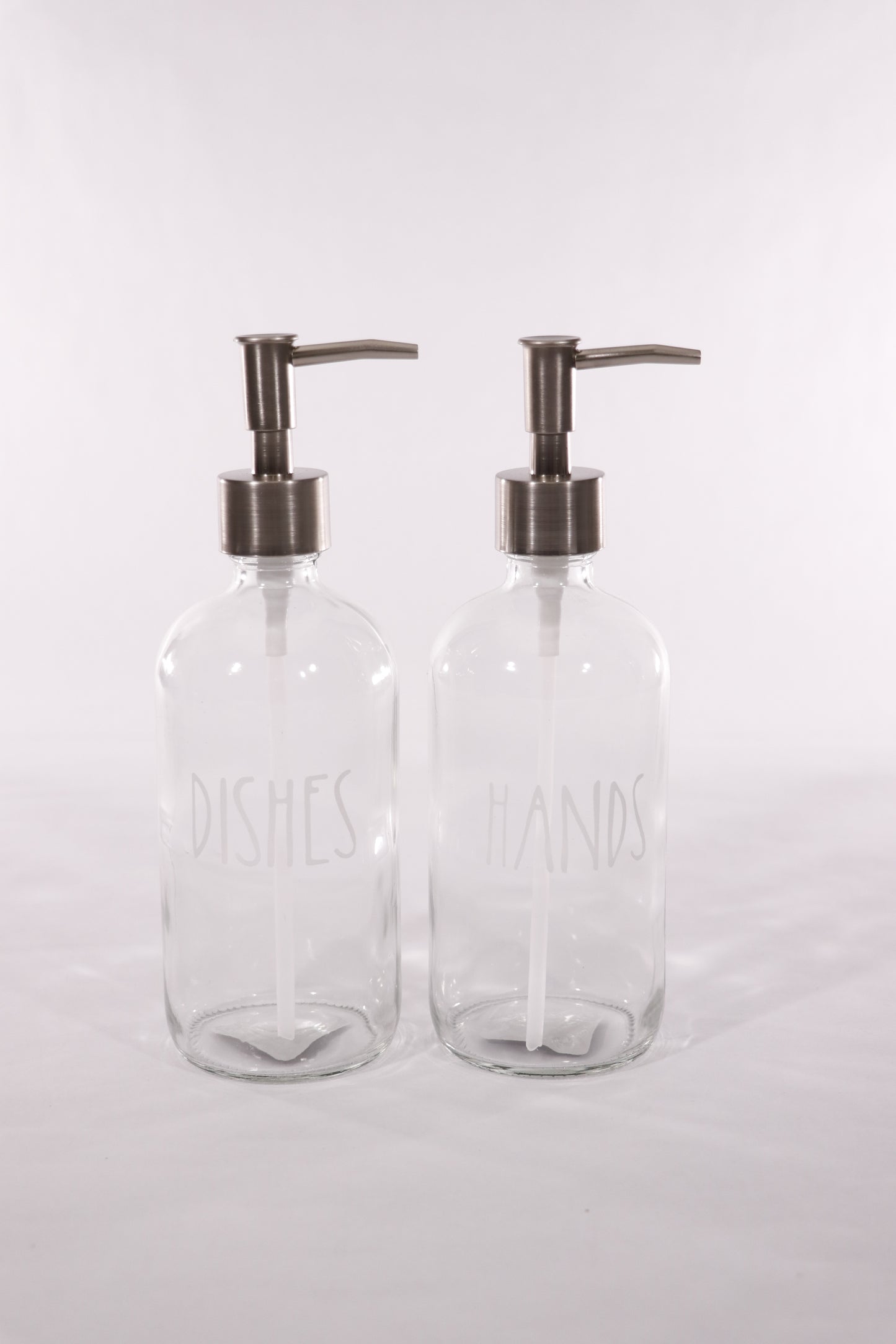 Clear Glass Soap Dispensers Set of 2