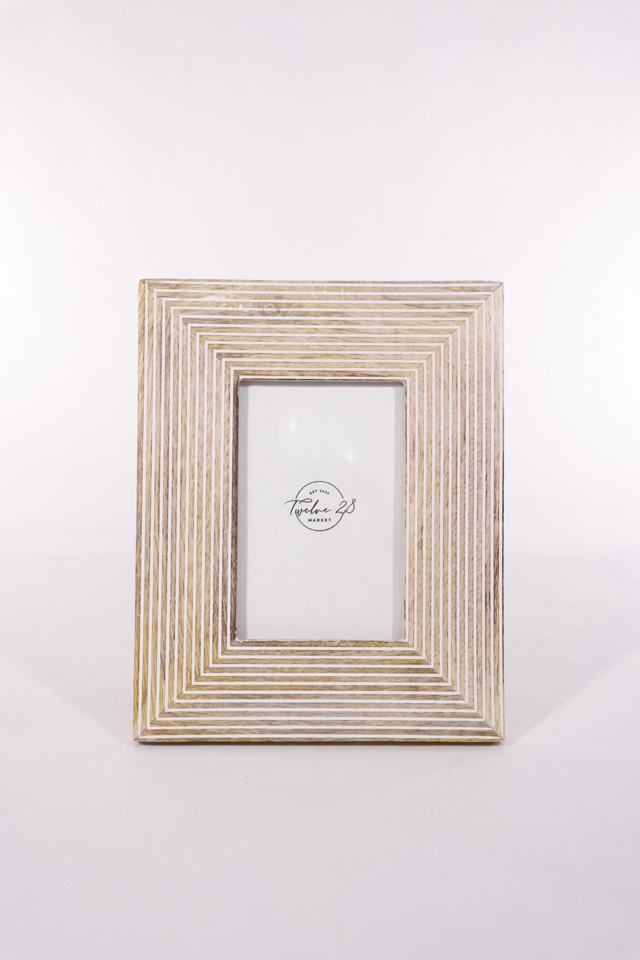 White Washed Stripe Wood Frame 4x6 - Twelve 28 Market
