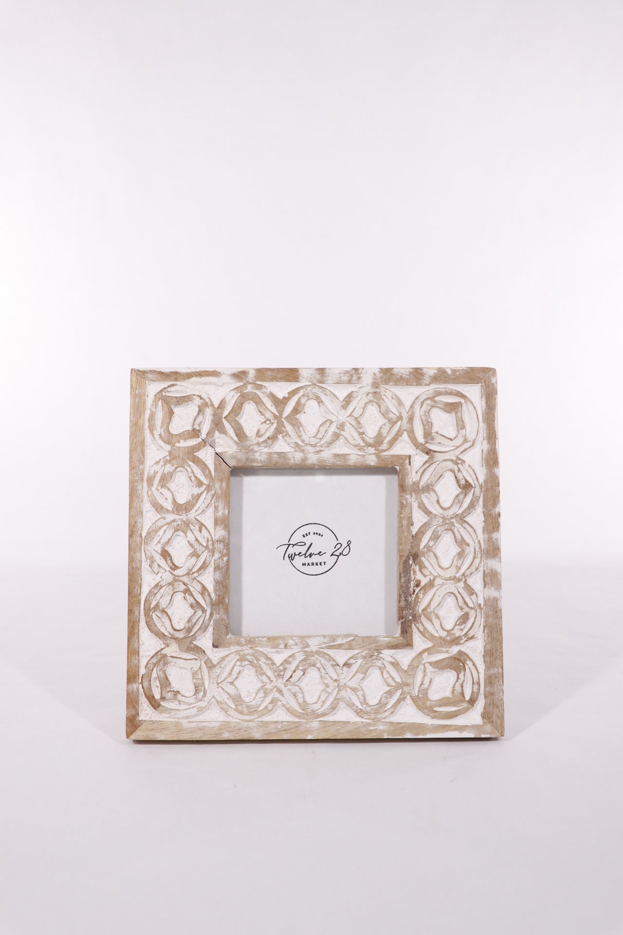 White Washed Carved Frame 4x4