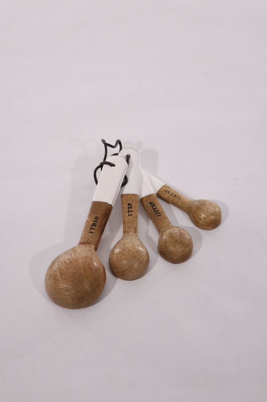 Wood and Enamel Measuring Spoons