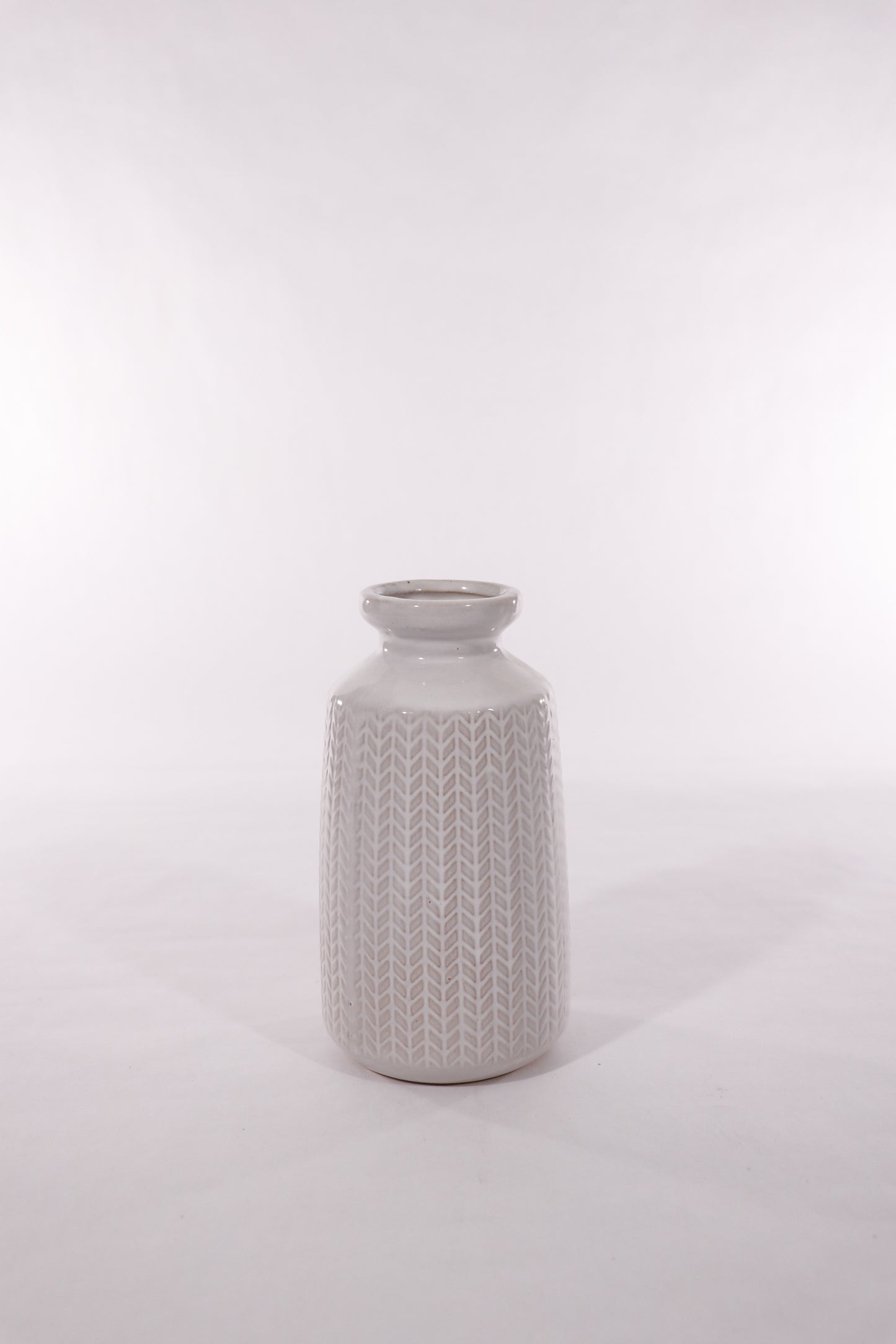 White Chevron Pattern Vase