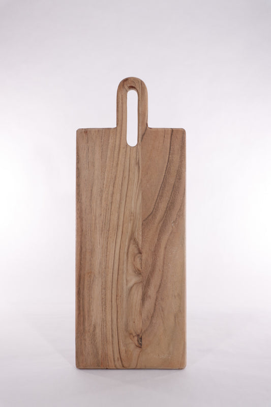 17" acacia wood charcuterie serving board with handle.