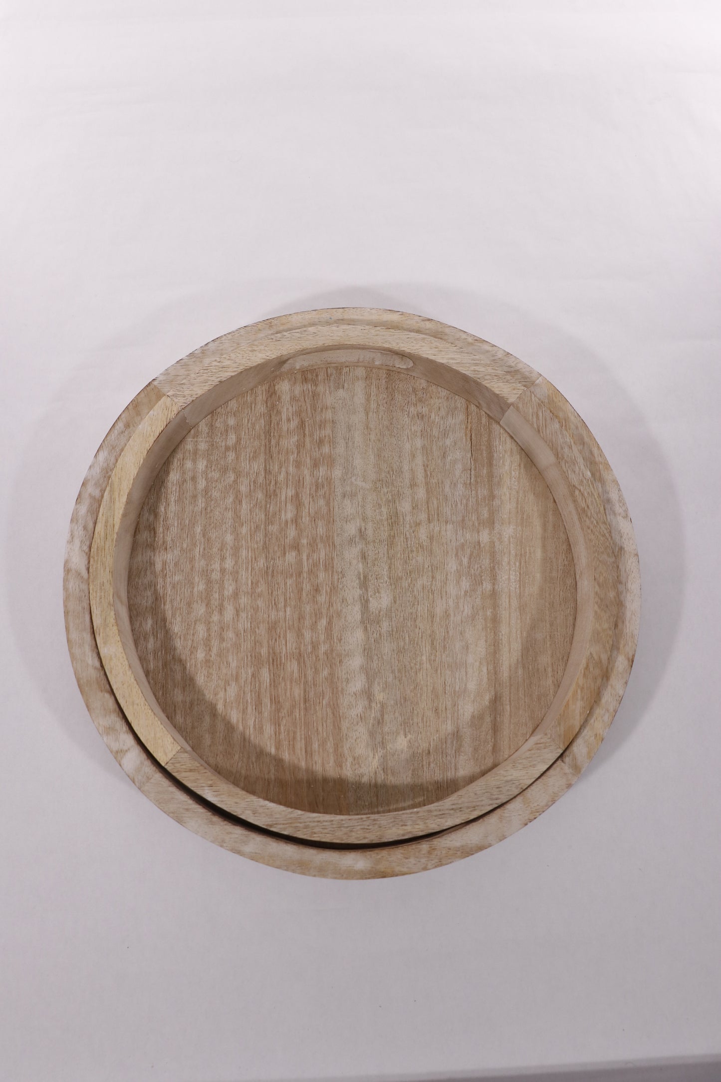 Set of two nestled wood serving trays