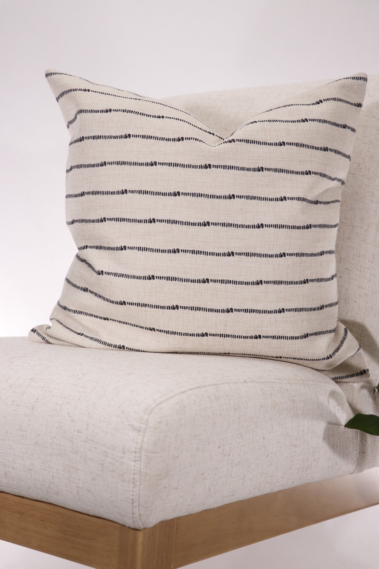 Linen Texture With Black Stripe 20x20 Pillow Cover