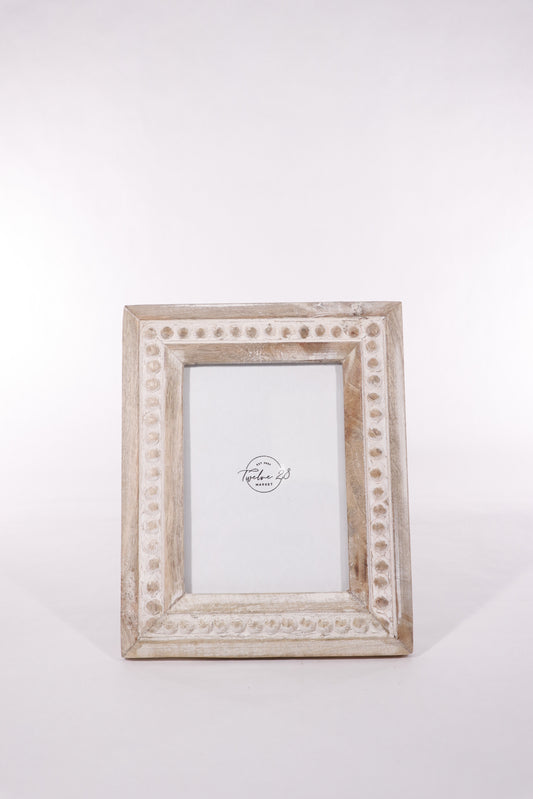 White Washed Beaded Frame 5x7