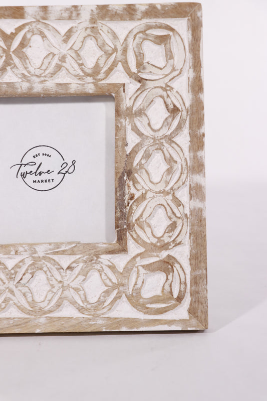 White Washed Carved Frame 4x4