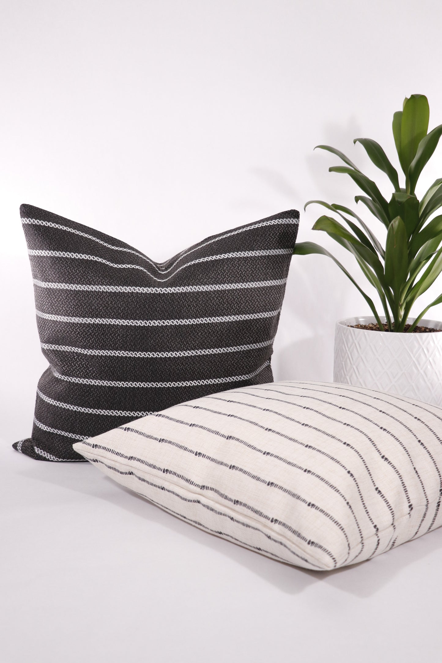 Black With White Stripe 20x20 Pillow Cover